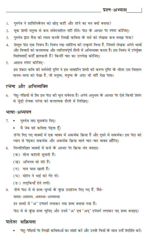 ncert solutions Chapter 8  ek kutta aur ek maina